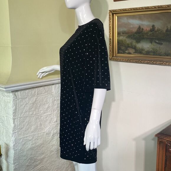 H&M Black Velvet Silver Studded Oversized T-Shirt Mini Dress - Picture 5 of 9